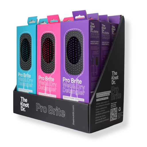 [KNOT-KDS900] The Knot Dr. Pro Brite Box 9 haarborstels met display (3 kleuren)